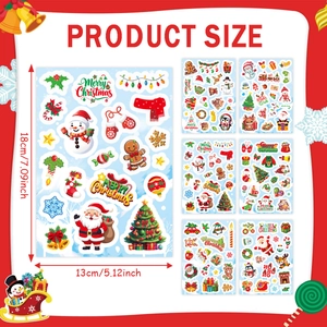 6 sheets of Christmas stickers featuring Santa and reindeer, size 13x18cm for party decor