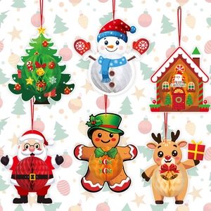 Set di 6 ornamenti natalizi a nido d'ape con Babbo Natale, pupazzo di neve e renna