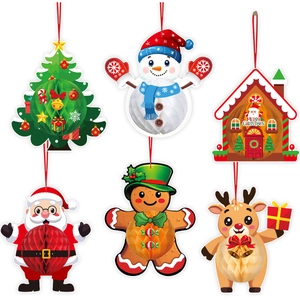 Set di 6 decorazioni natalizie in carta a nido d'ape con Babbo Natale e pupazzo di neve