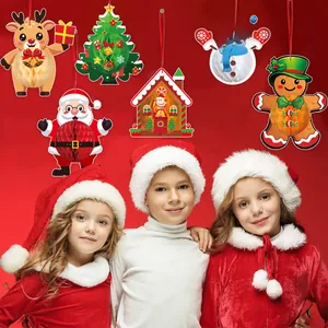 Dettagli decorazioni natalizie a nido d'ape con Babbo Natale, renna e albero set