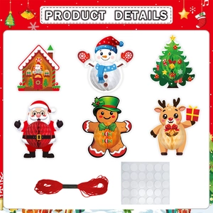 Set di 6 ciondoli natalizi in carta a nido d'ape con Babbo Natale, renna e decorazioni
