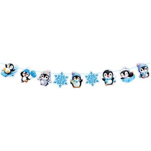Guirlande de pingouins mignons avec flocons de neige pour décoration de fête d'hiver