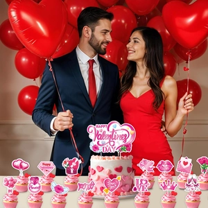 Kit de décoration de gâteau de Saint-Valentin avec cœurs et lèvres pour table de fête
