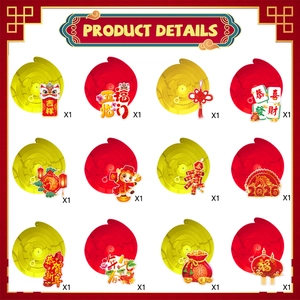 Lot de 12 décorations suspendues spirales rouge et or pour le Nouvel An chinois 2026