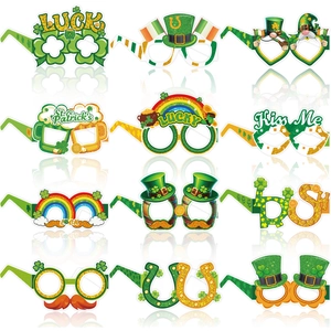 6 Stück St. Patrick's Day Papierbrille Festlich Grün Kleeblatt Regenbogen Muster Fotorequisiten Für Irische Party Geschenke