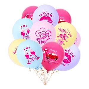 Colorful Valentine's Day balloon set with Happy Valentine's Day prints and romantic motifs