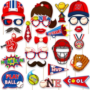 Baseball Theme Photo Booth Props White Cardboard Handheld Accessories For Sport Birthday Party Celebration Fun Props