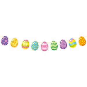 Colorful Easter egg banner with 10 pieces of paper pennants for party wall decoration