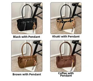 Detailed grid view of four suede tote bags in black, khaki, brown, and coffee colors