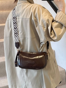 Vintage dark brown gloss Boston bag with woven wide strap and gold MIOZENG hardware