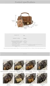 Detaillierte Größenangaben für die Vintage-Zylindertasche aus PU-Leder mit Nieten