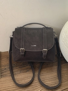 Vintage PU Leather Backpack For Women Retro Flap Shoulder Bag With Double Buckle Straps Commuter Handbag Solid Color Daily