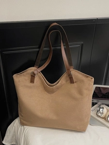 Minimalist camel suede tote bag for women with spacious interior and soft shoulder straps