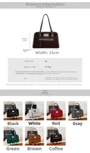 Detailed size chart and dimensions for the large vintage commute tote bag for women
