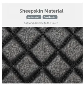 Close-up of quilted sheepskin leather texture showing soft and breathable material