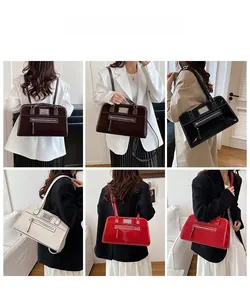 Detailed views of vintage large tote bags showing various colors and adjustable straps
