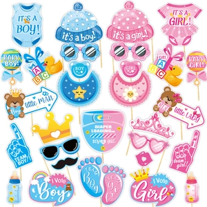 Gender Reveal Party Photo Booth Props Kit It Is A Boy Or Girl Team Boy Girl Baby Shower Decorations Supplies Photo Props