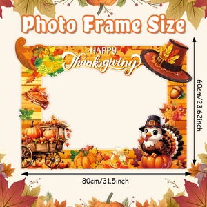 Thanksgiving turkey and pumpkin photo booth frame prop for party, size 80cm x 60cm