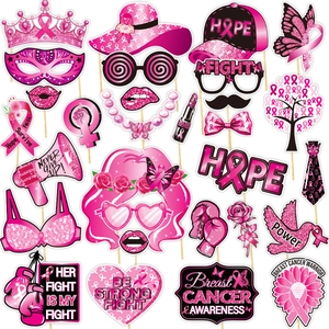 Accessoires de photo pour sensibilisation au cancer du sein avec ruban rose et espoir