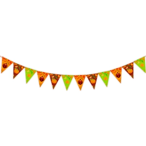 Detailed view of Thanksgiving bunting banner with turkey, pumpkin and maple leaf prints