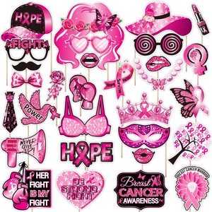 Accessoires de Cabine Photo pour la Sensibilisation au Cancer du Sein Ruban Rose Thème Combat Espoir Accessoires Portatifs pour Événement de Charité