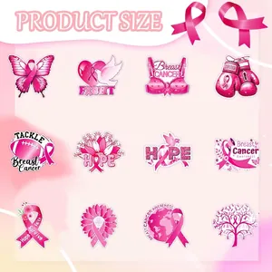 Pink ribbon breast cancer awareness hanging swirls set with 12 themed designs and sizes