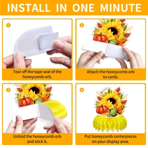 Thanksgiving pumpkin sunflower honeycomb centerpieces with easy 4-step assembly guide
