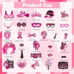Tableau des tailles pour 25 accessoires photo de sensibilisation au cancer du sein