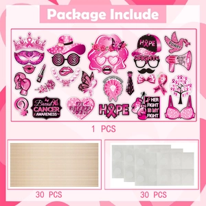 Kit d'accessoires photo pour la sensibilisation au cancer du sein avec rubans roses