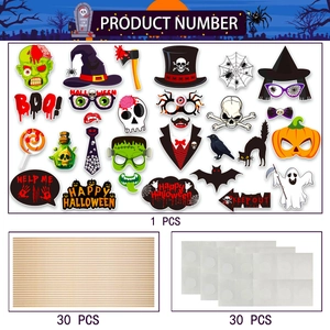 Juego de 30 accesorios para fotomatón de Halloween con diseños de zombis, brujas y calabazas