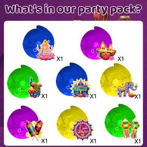 Buntes Diwali Party-Deko-Set mit 8 Hängespiralen und traditionellen indischen Motiven