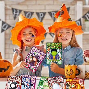 Halloween pumpkin ghost puzzle stickers for kids party DIY face and box decorations