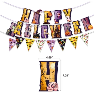 Kit de bannières Halloween avec lettres Happy Halloween et motifs festifs sur fond blanc