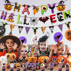 Set decorazione festa Halloween con striscione, palloncini e topper per torte
