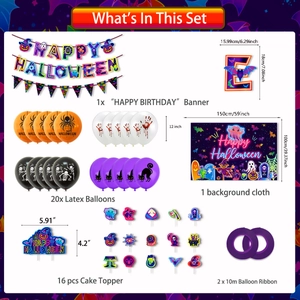 Set decorazione festa Halloween con striscione, palloncini, topper e fondale