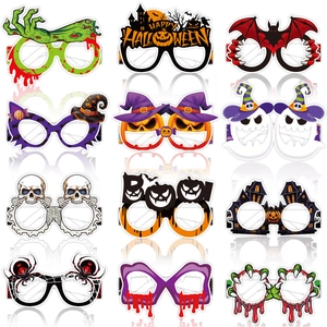 Set di 12 occhiali di carta per Halloween con motivi di zucca, teschio e fantasma