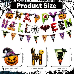 Tabella taglie dettagliata per set di decorazioni Halloween con banner e topper
