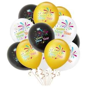 Set di palloncini Buon Anno 2026 in nero, oro e bianco per decorazioni per feste