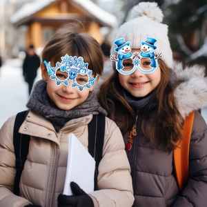 Winter wonderland party glasses set with snowflake Let It Snow and snowman designs