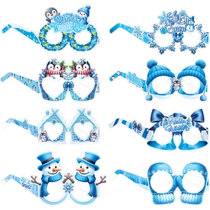 Winter Wonderland Paper Party Glasses Christmas Snow Party Photo Props Snowflake Snowman Penguin Decorative Eyewear
