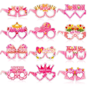 Lot de 12 lunettes en papier pour la fête des mères avec motifs fleurs et cœurs de fête