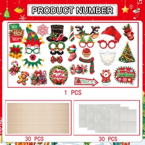 Christmas party photo booth props set with festive hats glasses and wood sticks