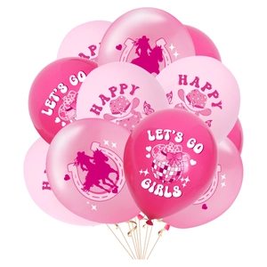 Lot de ballons Cowgirl roses avec motifs chevaux et chapeaux pour fête d'anniversaire