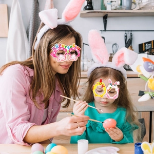 Kit déco de fête de Pâques avec lunettes lapin et serre-tête oreilles pour toute la famille