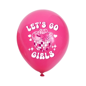 Ballon en latex rose fuchsia Let's Go Girls avec chapeau de cowgirl pour décoration