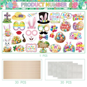 Set de accesorios para fotos de Pascua con orejas de conejo, huevos y 30 palos de bambú