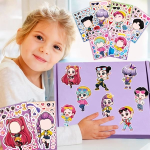 Cartoon girl idol stickers for DIY party box decoration and creative fun puzzles