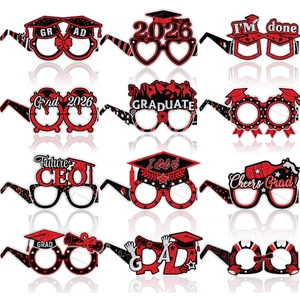 Graduation Party Glitter Paper Glasses Props 2026 Celebration Photo Booth Props Fun Party Eyewear For Graduates Students