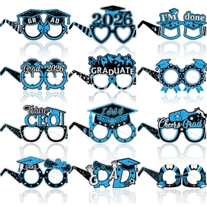 Glitter 2026 Graduation Party Glasses Doctoral Cap Scroll Design Festive Photo Booth Props For Graduate Celebration Party Decorations