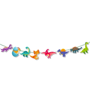 Colorful cartoon dinosaur banner with assorted species for kids birthday party decoration